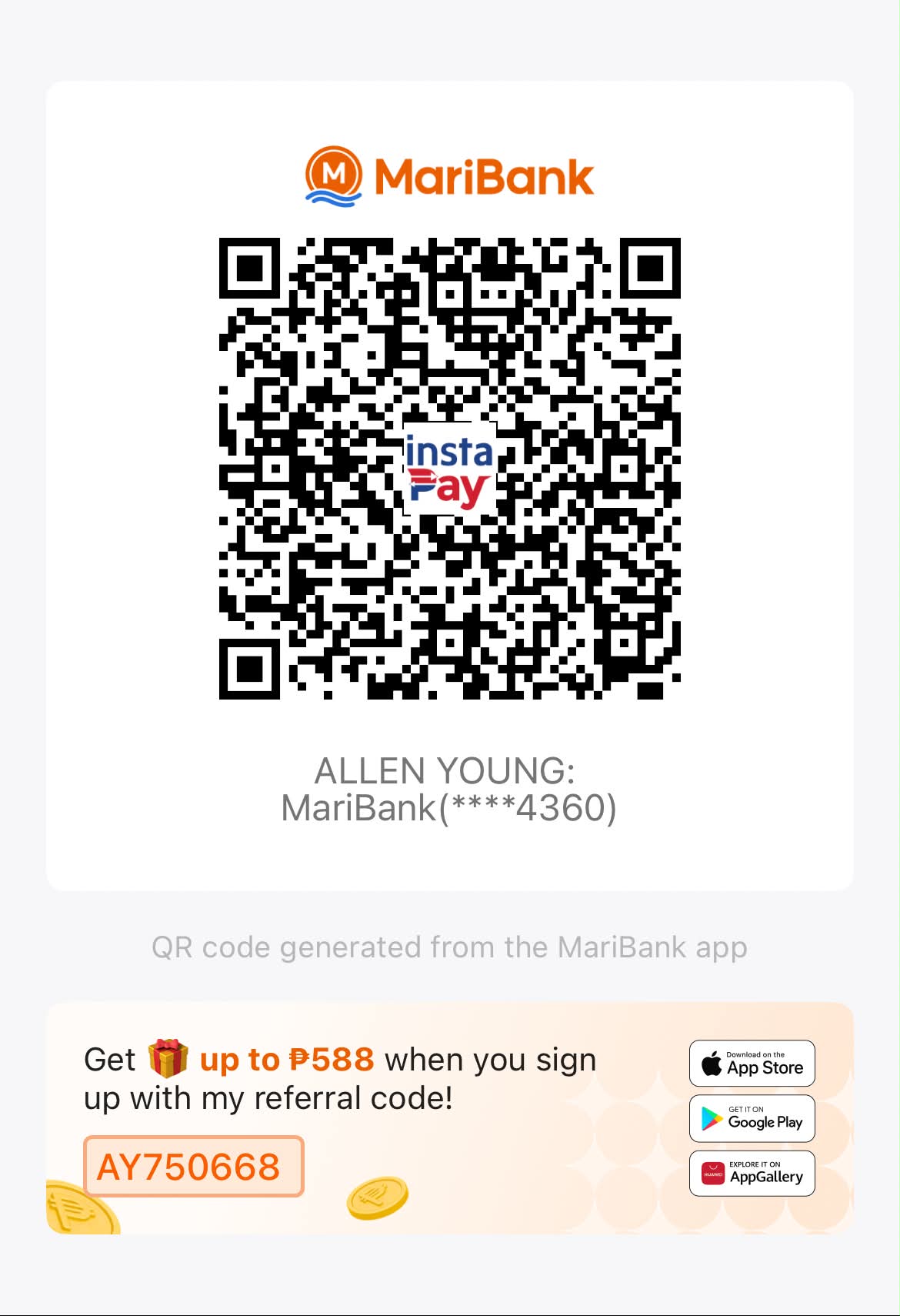 MariBank payment QR code